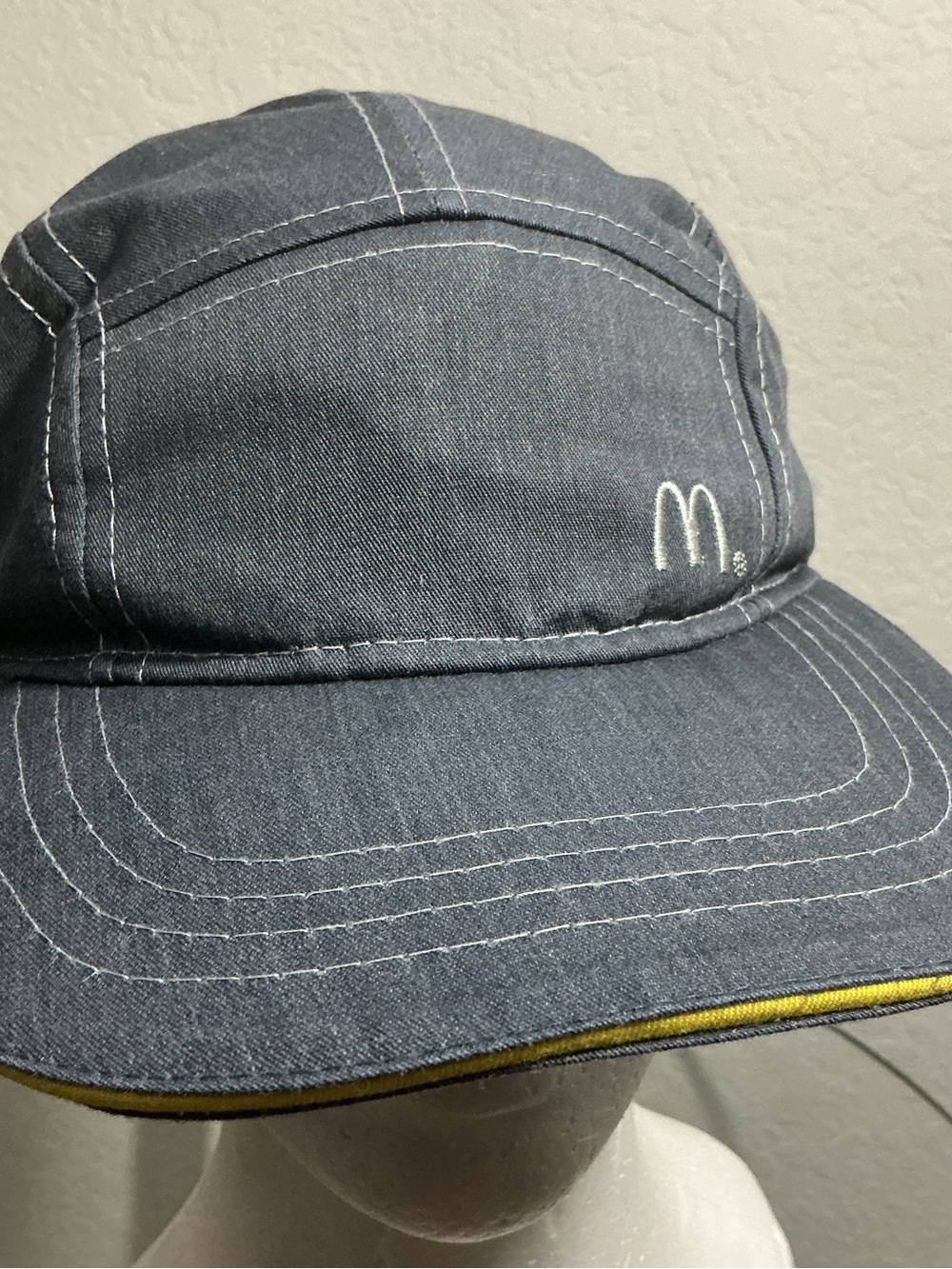 🍟 McDonald's Employee Uniform 5 Panel Camper Hat Charcoal Gray Yellow Accent